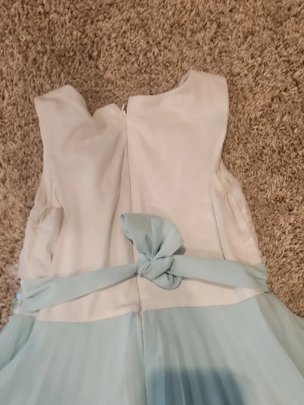 Bonnie Jean White and Light Blue Girls' Sequin Floral Waist Dress